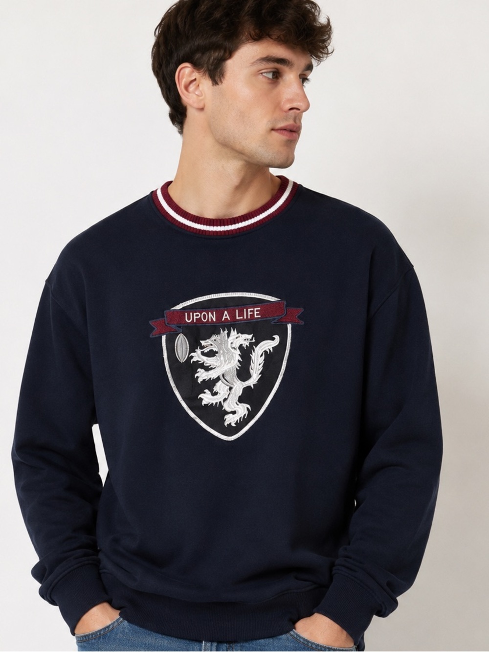Zara Man Collegiate Crest Graphic Crewneck Sweatshirt XL